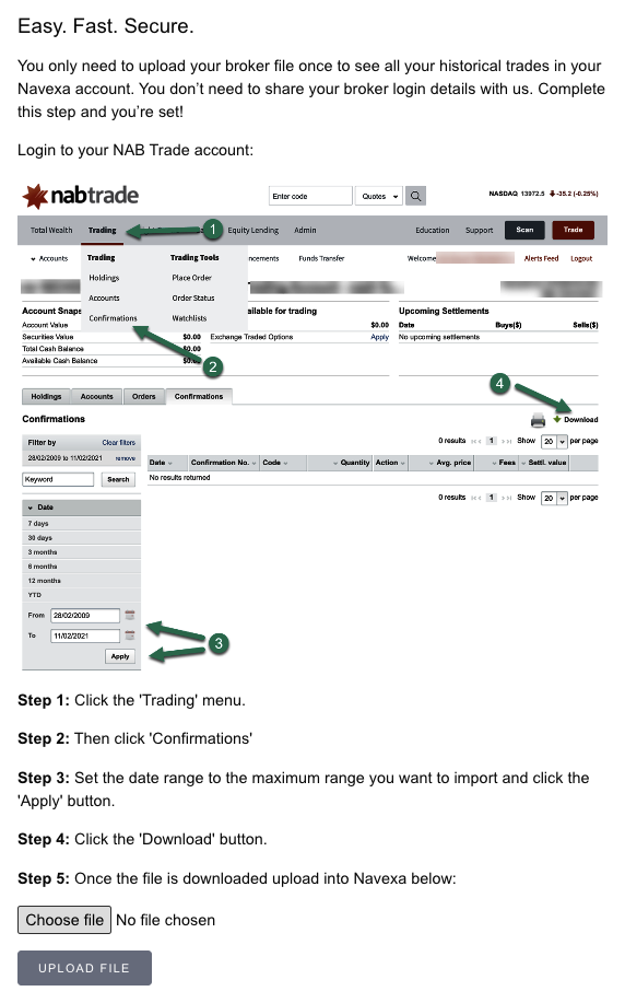 NAB Trade file uploader