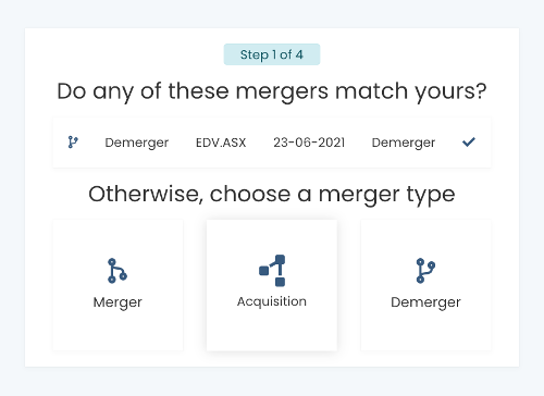 select merger, acquisition or demerger