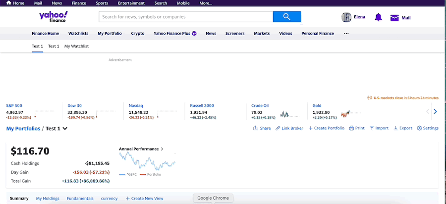 Yahoo Finance cluttered interface